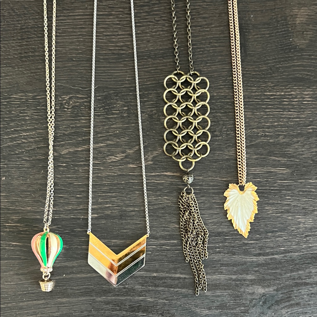 Set Of 4 Long Bohemian / Whimsical Necklaces